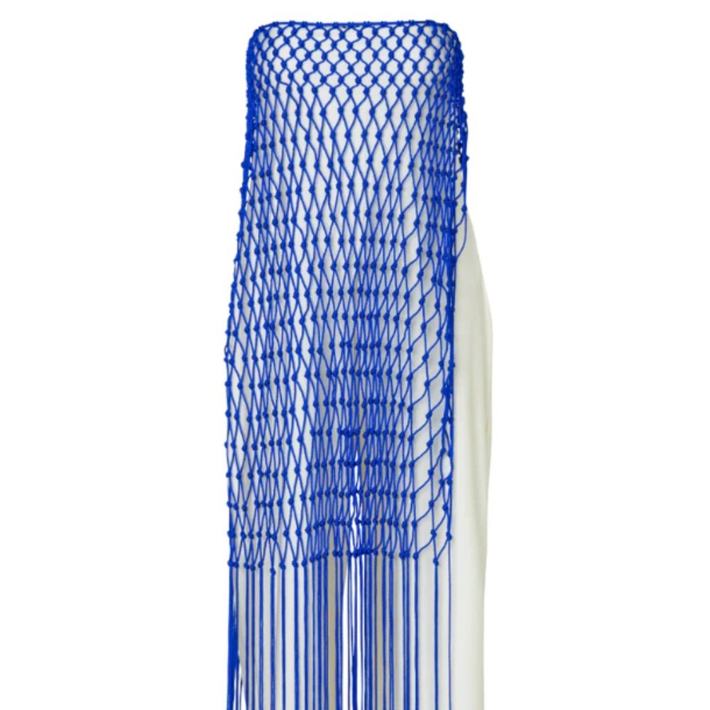Baobab Collection Blue and White Macramé Strapless Jumpsuit - Picture 6 of 6